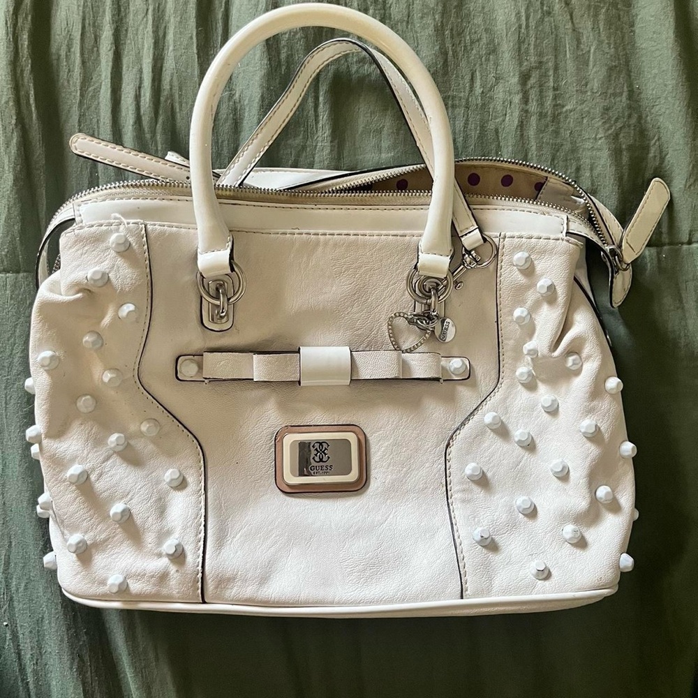 Vintage White studded guess purse.